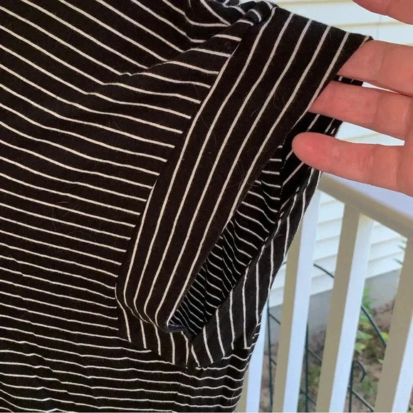 Frame Le V Mini T-Shirt Dress Women’s Large Noir Black Stripes Pima Cotton - Picture 6 of 9